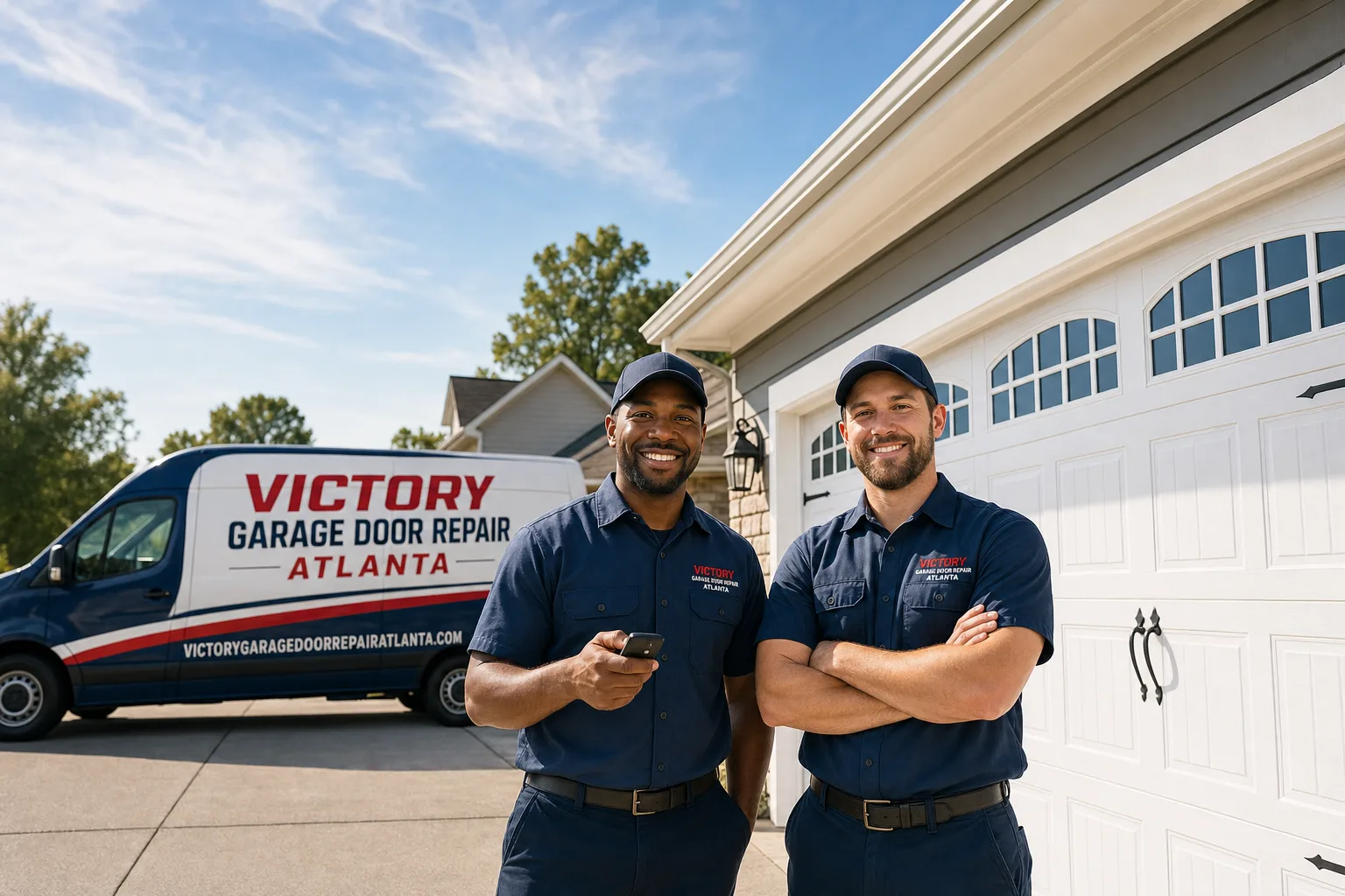 Victory Garage Door Repair Atlanta service vehicle and crew in Atlanta, GA